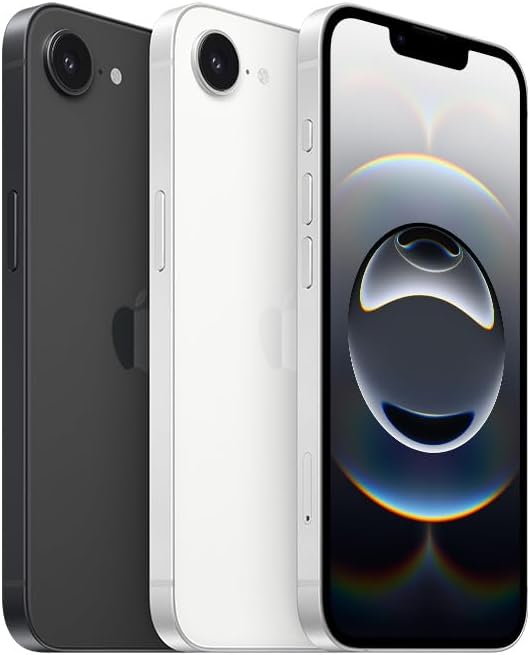 iPhone 16e preto em vista frontal e traseira